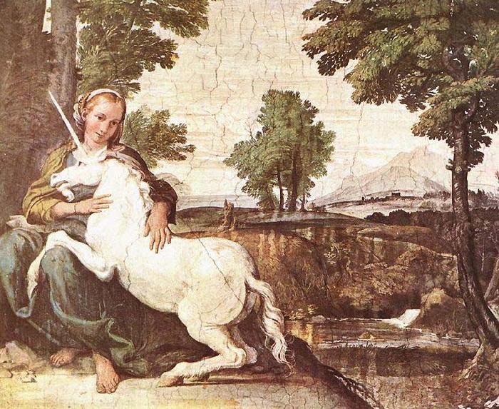 Domenico Zampieri A Virgin with a Unicorn, oil painting image